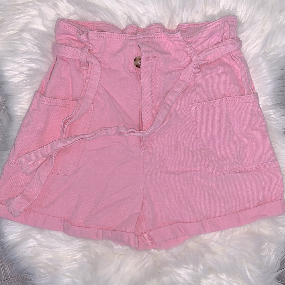 Belted Paper Bag Waist Shorts